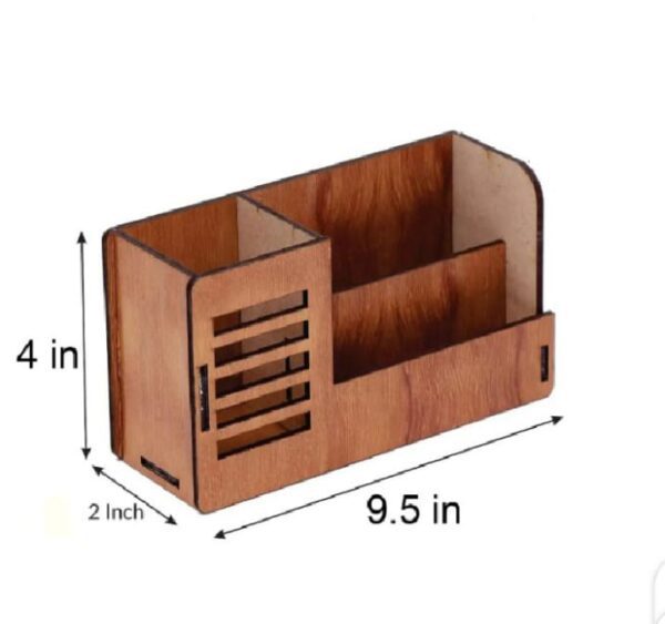 Wooden Desk Organizer with Business Card and Mobile Holder - Image 3