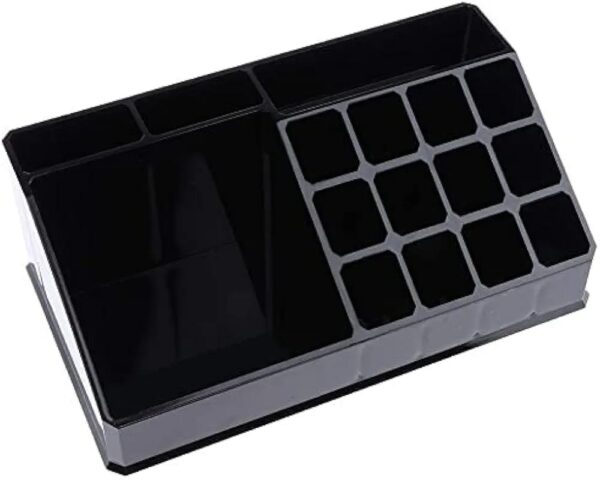 premium makeup organizer stylish storage solution for lipsticks, cosmetic brushes, eyeliners, and nail polishes (wooden)