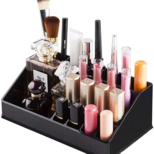 premium makeup organizer stylish storage solution for lipsticks, cosmetic brushes, eyeliners, and nail polishes (wooden)