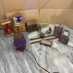 Handcrafted Wooden Miniature Furniture & LED Lamp – Best Home & Kids Decor in Pakistan