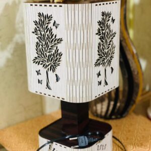Elegant White Wooden Table Lamp – Handmade Laser Cut Tree Design | Home & Office Decor Pakistan