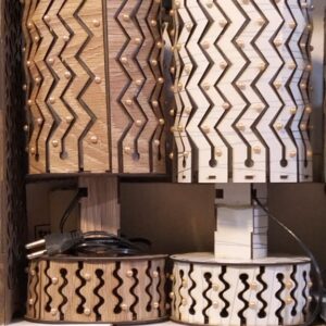 Handmade Wooden Table Lamp – Zigzag Design with Beaded Accents | Elegant Home & Office Decor Pakistan