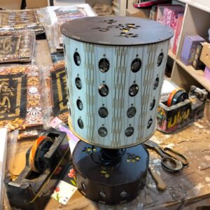 Handcrafted Wooden Crystal Table Lamp – Elegant Decorative LED Light for Home & Office in Pakistan
