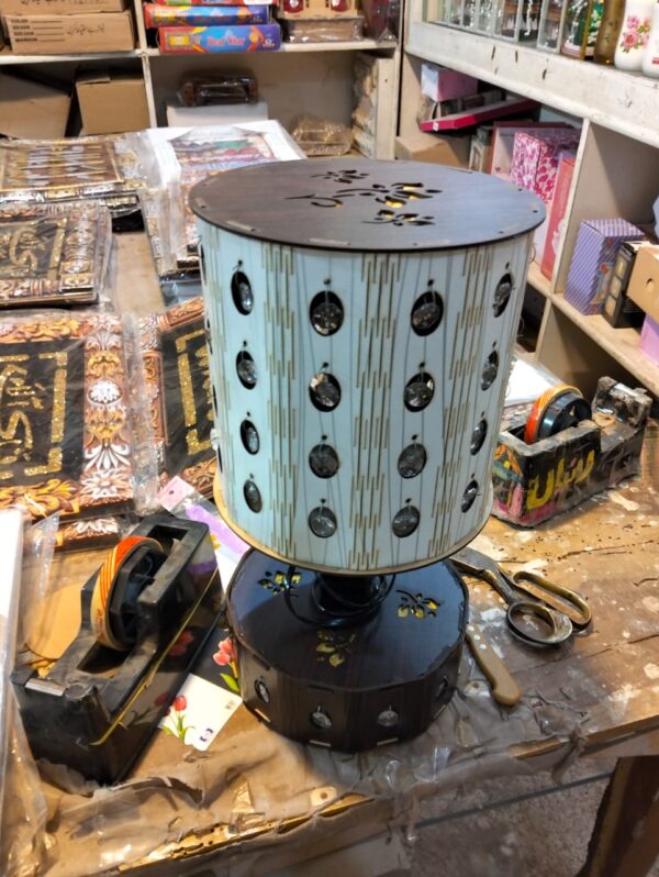Handcrafted Wooden Crystal Table Lamp – Elegant Decorative LED Light for Home & Office in Pakistan