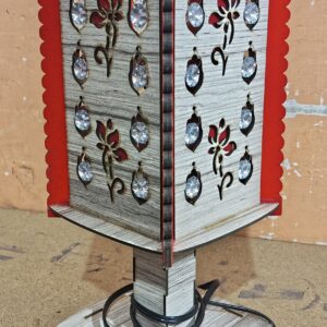 Handmade Wooden Crystal Table Lamp – Elegant Floral LED Light for Home & Office in Pakistan