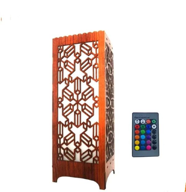 Multi-Color Wooden Table Lamp with Remote – Decorative LED Light for Home & Office in Pakistan - Image 2