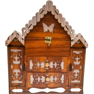 Handcrafted Wooden Jewelry Box – Lockable Storage Cabinet for Women