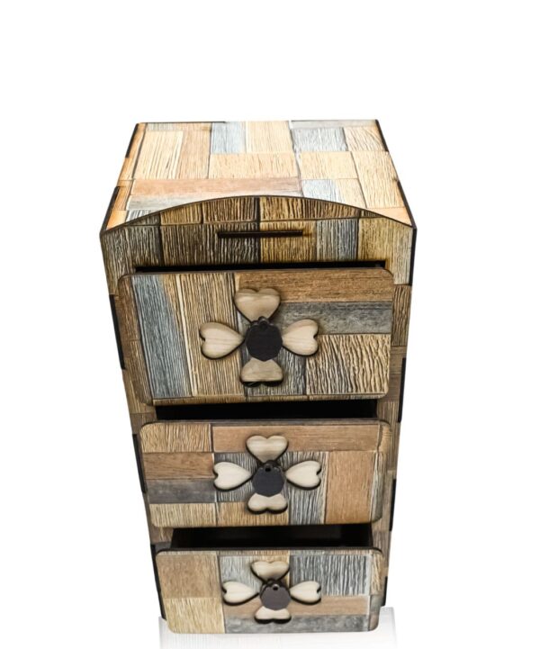 Handcrafted Wooden 3-Drawer Storage Box – Stylish Organizer for Jewelry & Accessori