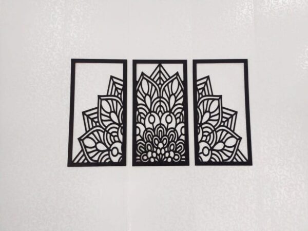 Elegant Mandala-Inspired Wooden Wall Art – 3-Piece Modern Décor - Image 2